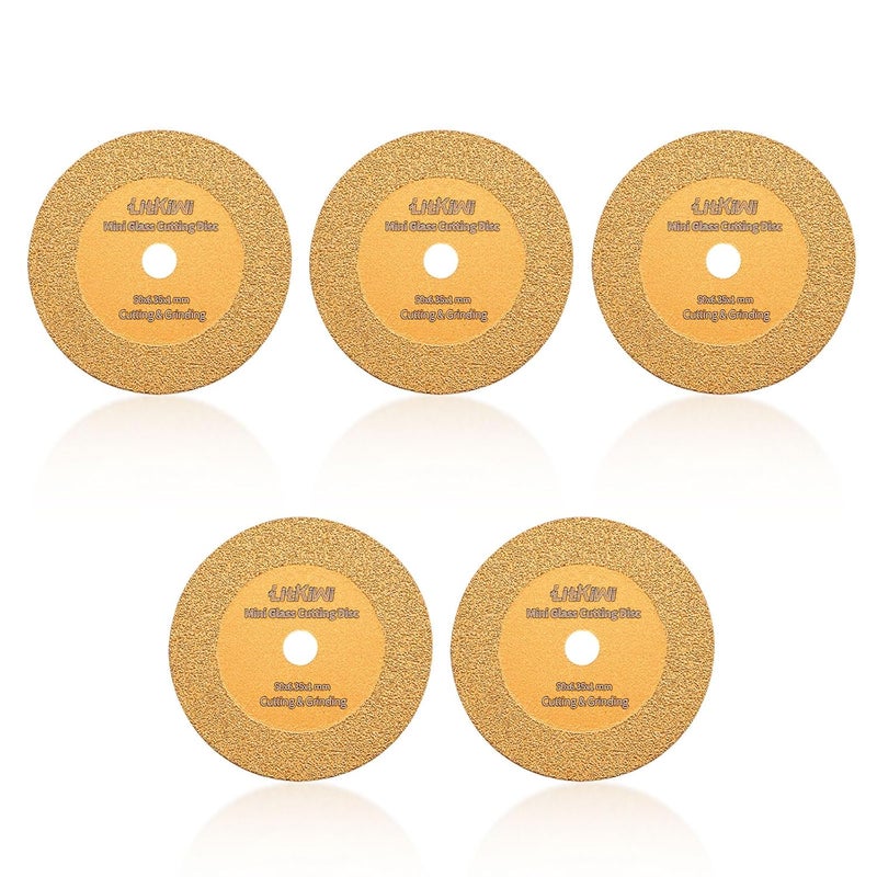 LitKiwi 5 قطع قرص قطع زجاجي صغير، 1 مم شفرة قطع ألماس فائقة النحافة لقطع الزجاج، اليشم، الكريستال، السيراميك وغيرها. - Image 1